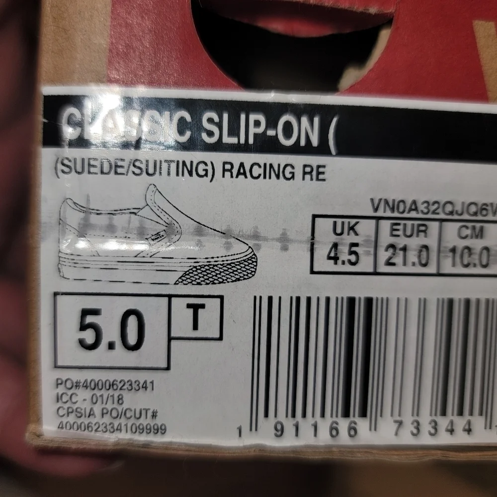 VAN suede racing slip on shoes